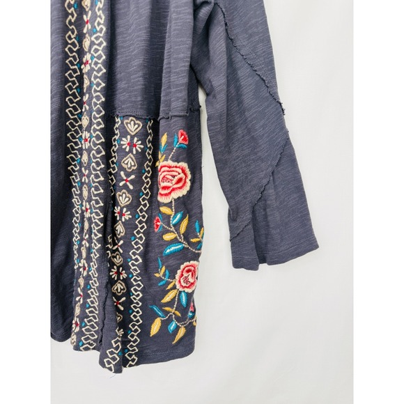 Caite Jacket Women Embroidered Boho Open Front Pocket Floral Cotton Cottage Sz S - Picture 8 of 12